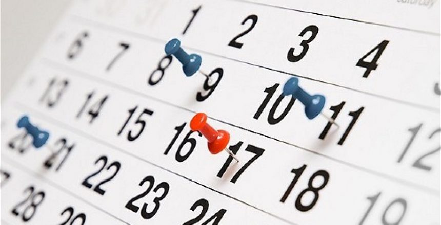 calendário com datas marcadas